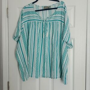 Linen blend peasant style top